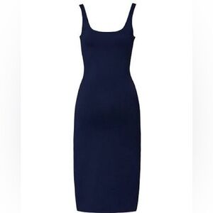 Amanda Uprichard Navy Demi Tank Midi Sleeveless Bodycon Blue Dress P XS 0 2